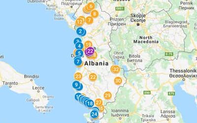 Albania Tourist Map – Download a Free Google Map with the 78 best tourist destinations in Albania!